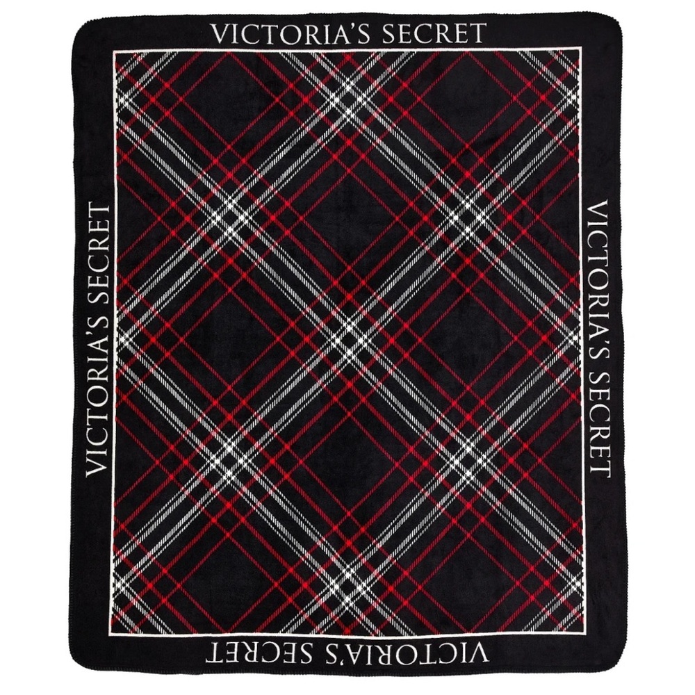 new Victoria's Secret holiday 2025 black and red plaid blanket
